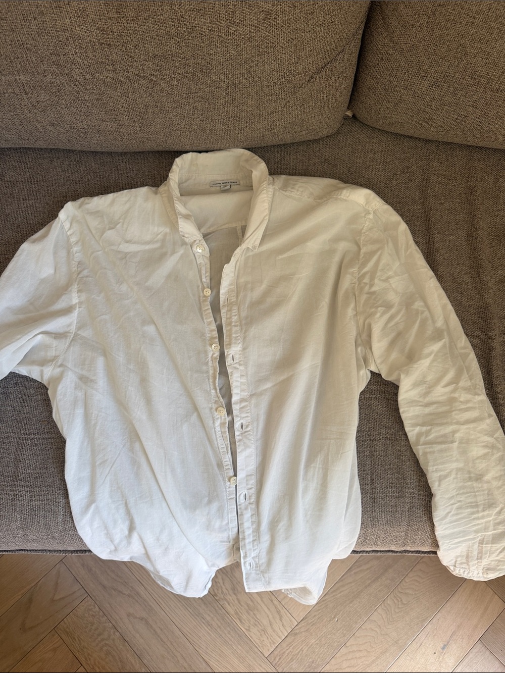 James Perse Lightweight White Men's Button-Down Shirt